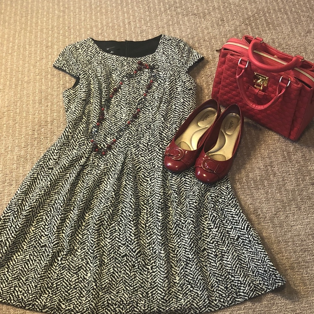 Herringbone black and white dress